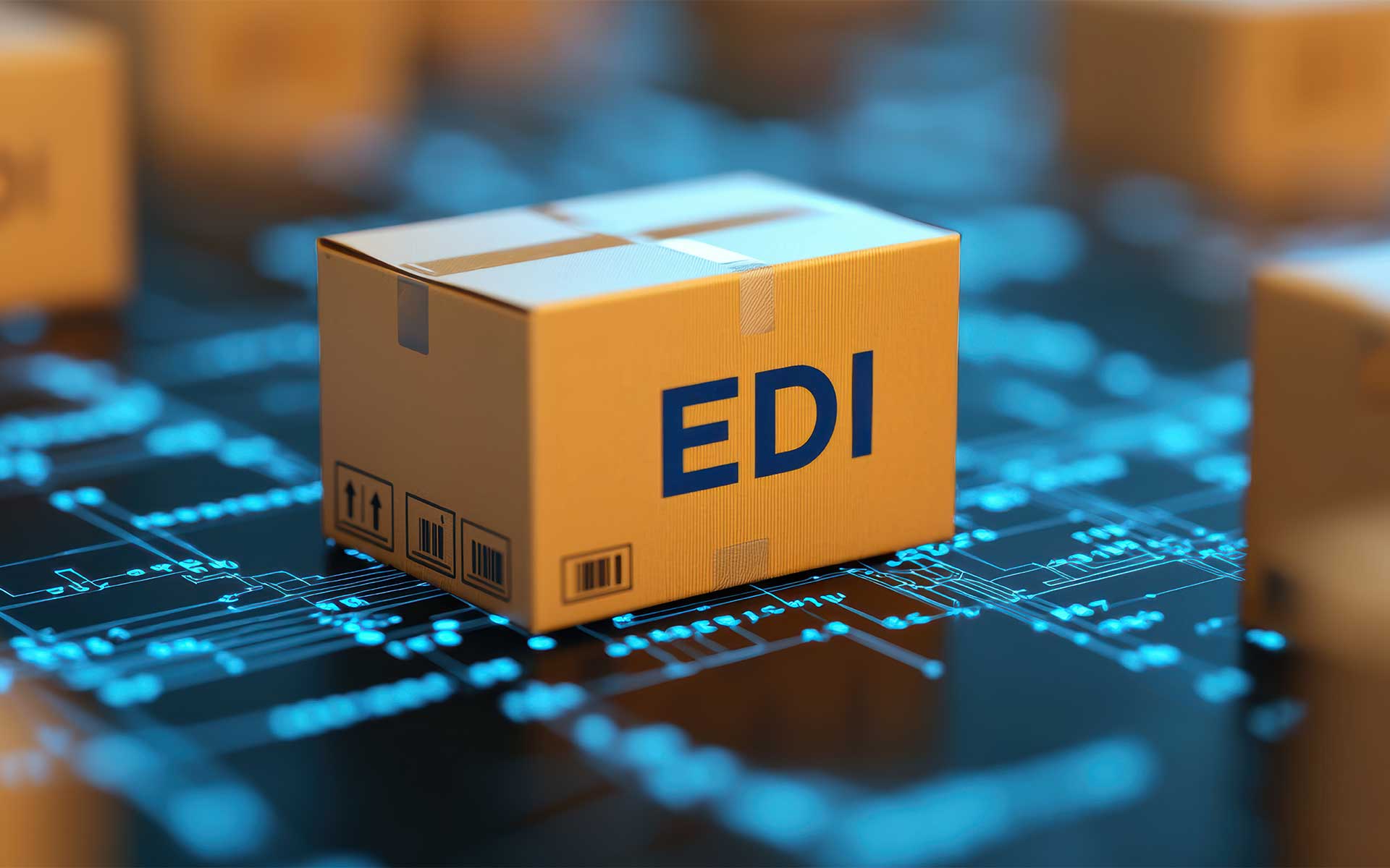 Box labeled EDI on a glowing technology grid