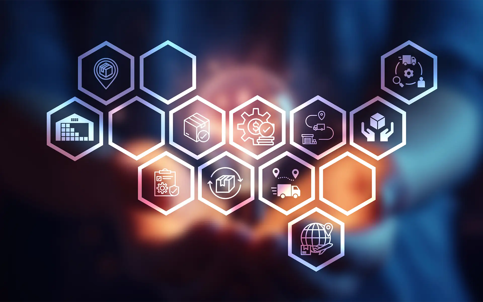 Digital image showing icons that represent the many steps in a procurement process